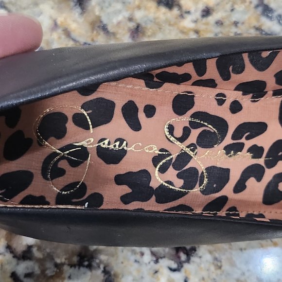 Jessica Simpson Sampson Wedge Pumps Black Smooth 8 1/2 M - Picture 2 of 10